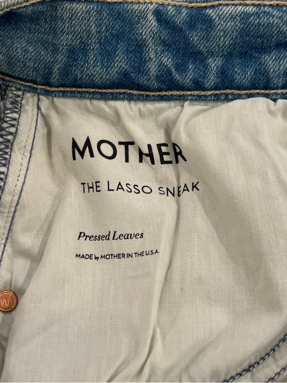 Mother The Lasso Sneak Pressed Leaves Jeans – Wide Leg | Statement Denim - Picture 14 of 15